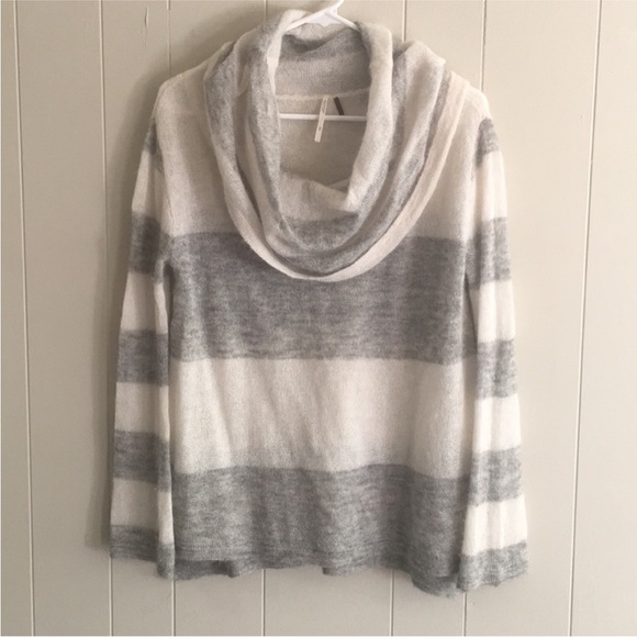 Free People - Gray Lulu Rugby Stripe Alpaca Blend Cowl Neck Sweater. - Picture 5 of 7